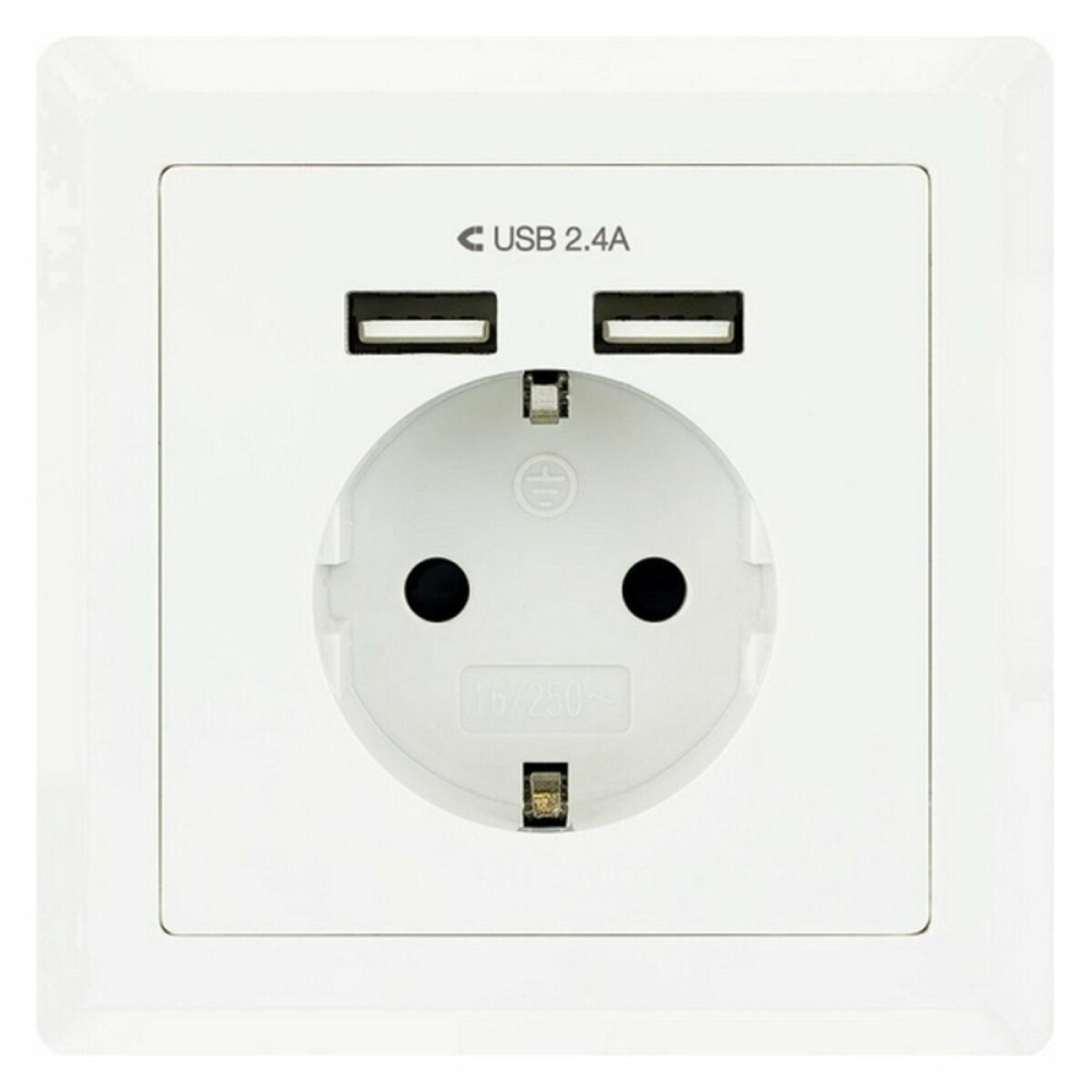 Presa Parete con 2 Porte USB TooQ 10.35.0010 5V/2.4A Bianco 2,4 A    