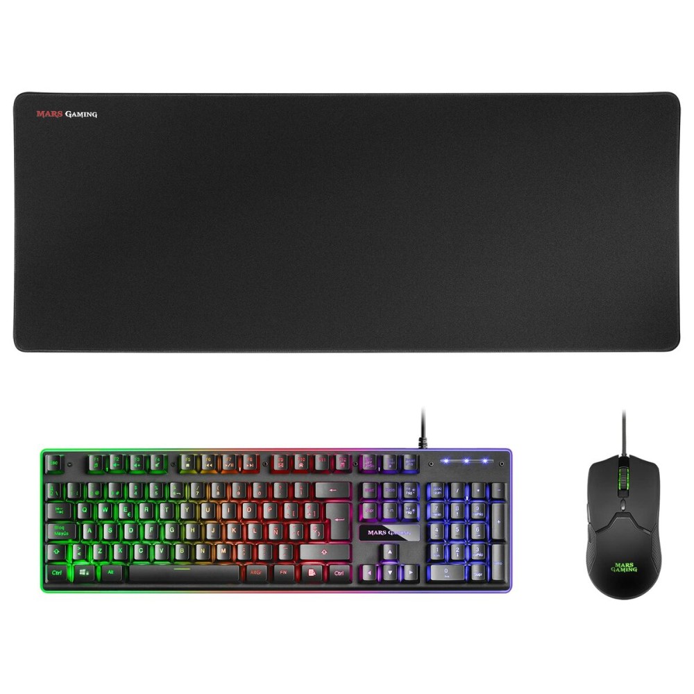 Tastiera e Mouse Gaming Mars Gaming MCPXBES Nero Qwerty in Spagnolo    