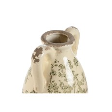 Vaso Home ESPRIT Bianco Marrone Verde Gres Foglia della pianta 13 x 13 x 35 cm    