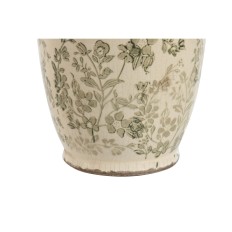 Vaso Home ESPRIT Bianco Marrone Verde Gres Foglia della pianta 13 x 13 x 35 cm    