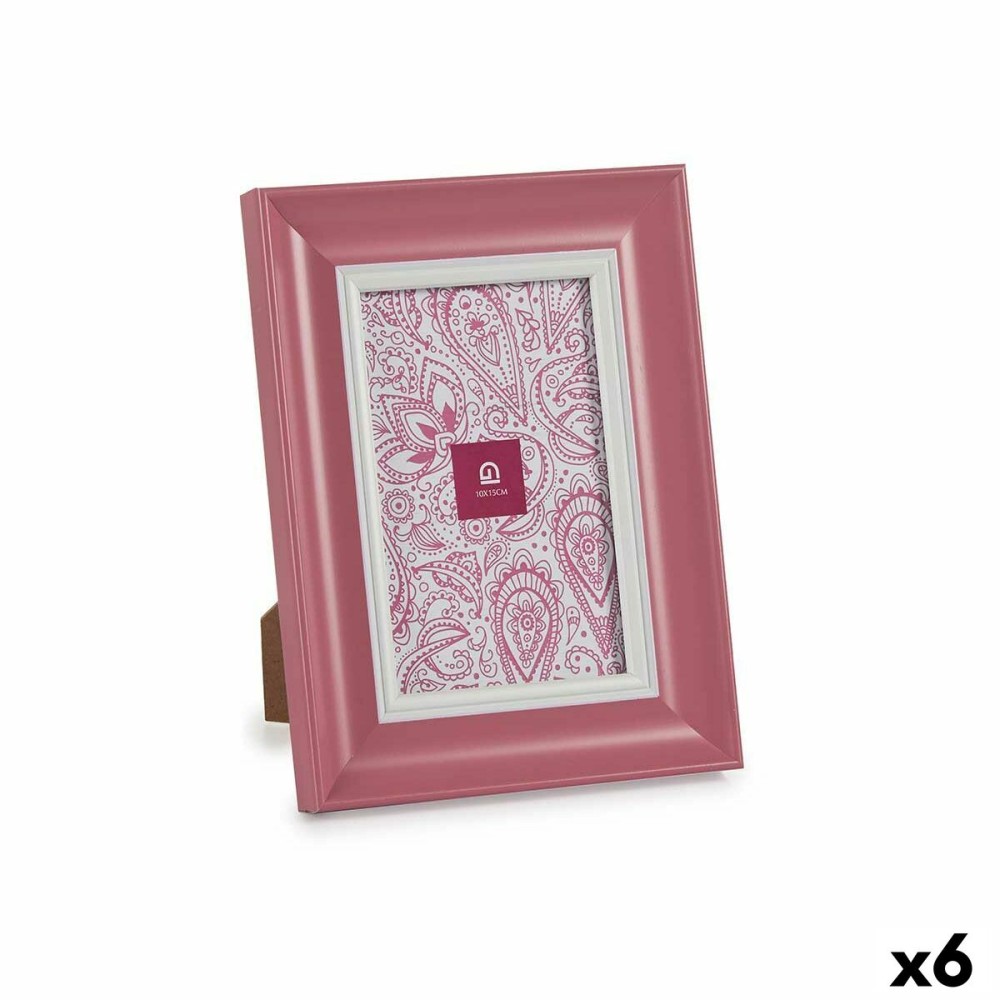 Cornice Portafoto Cristallo Rosa Plastica (6 Unità) (2 x 21 x 16 cm)    