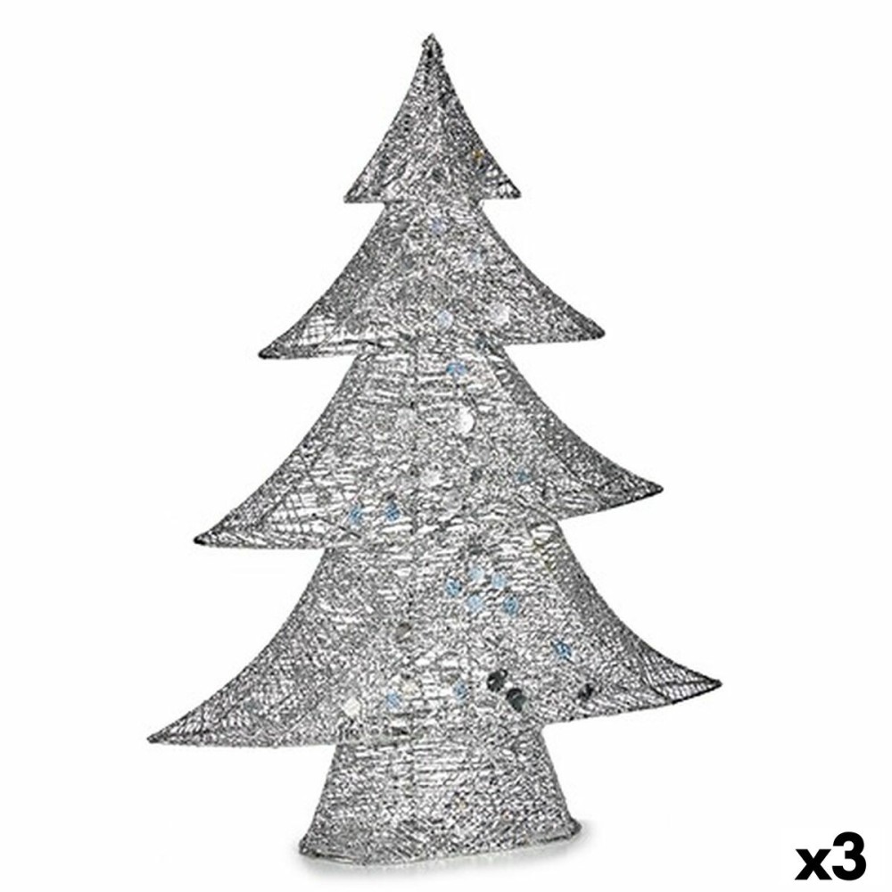 Statua Decorativa Albero di Natale Metallo Argentato 12 x 59,5 x 48,5 cm (3 Unità)    