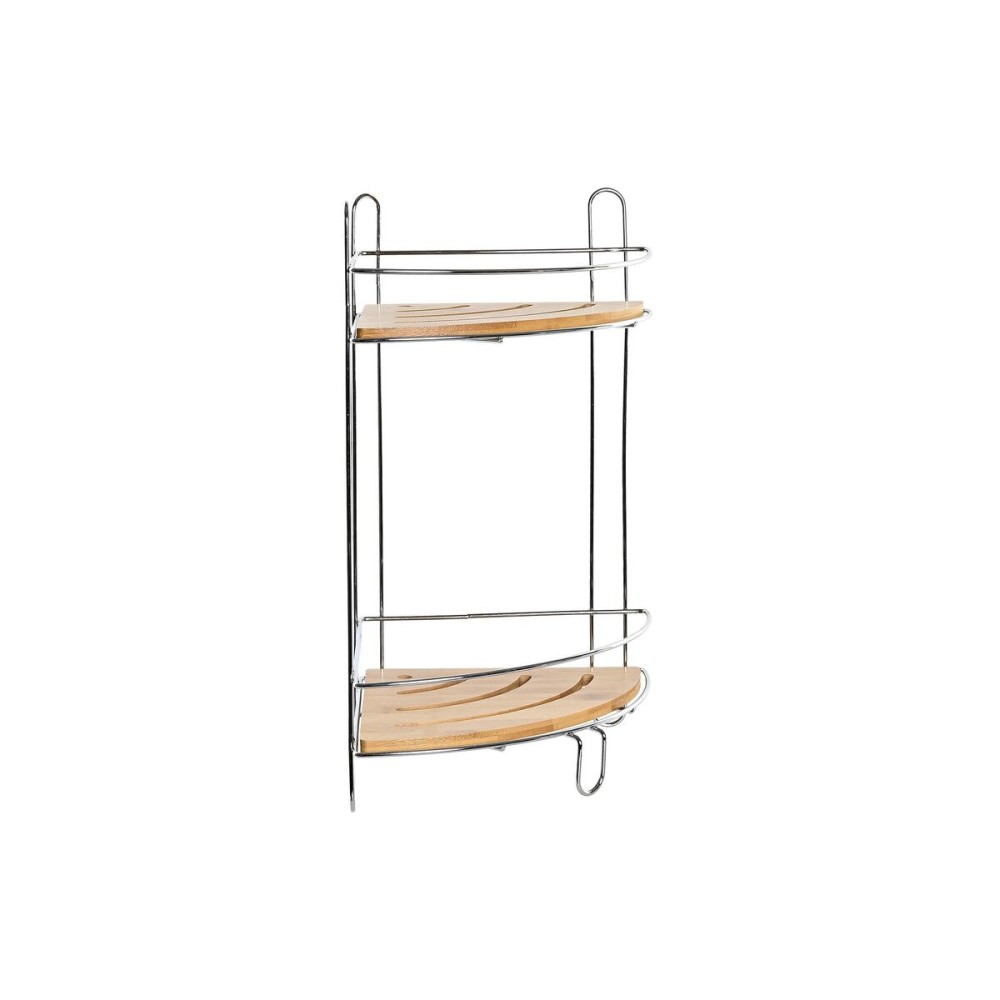 Scaffale ad Angolo DKD Home Decor Naturale Bambù Metallo cromato inossidabile 2 Mensole 19,5 x 19,5 x 36,5 cm    