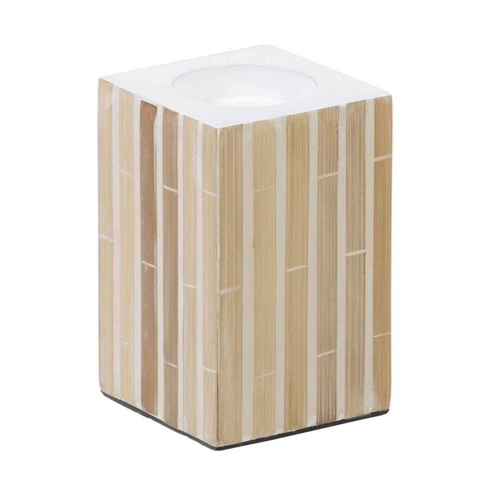 Portacandele Beige Bambù Legno MDF 10,5 x 10,5 x 16 cm    