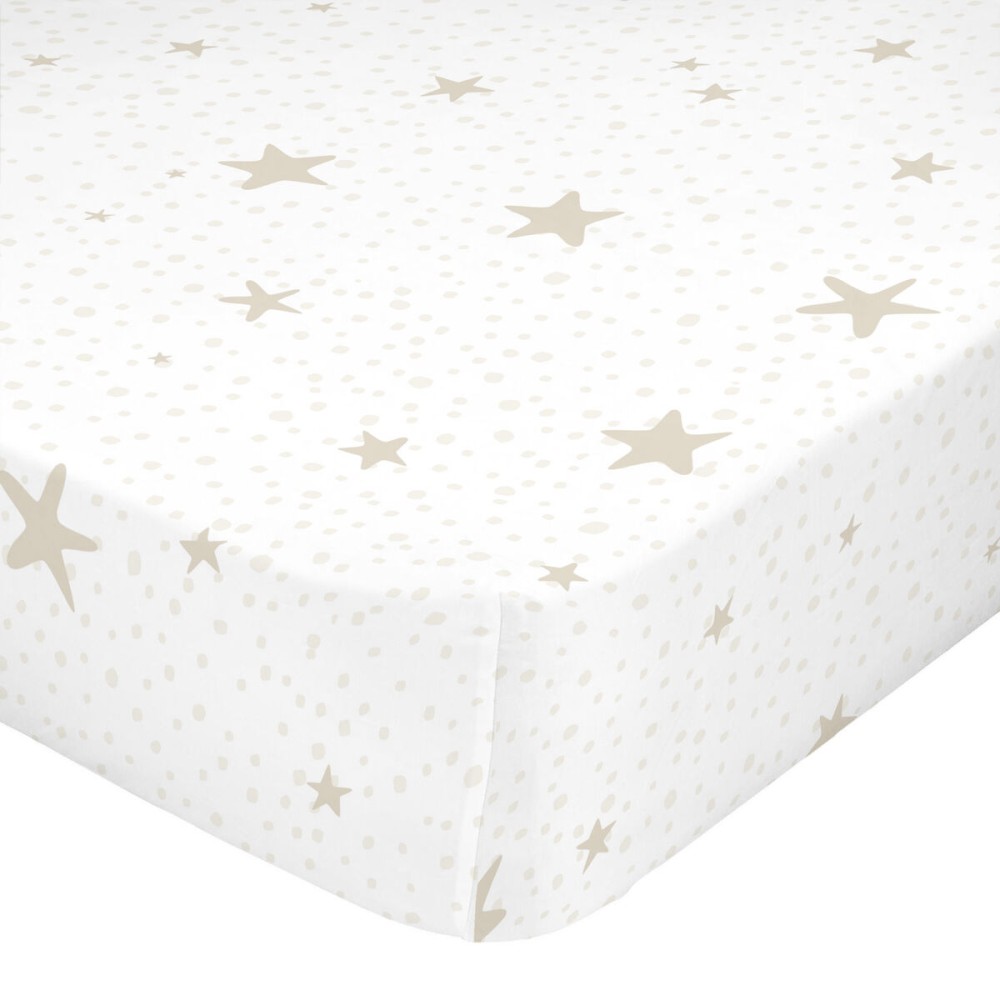 Lenzuolo con angoli HappyFriday BASIC KIDS Bianco Beige 60 x 120 x 14 cm Stelle    