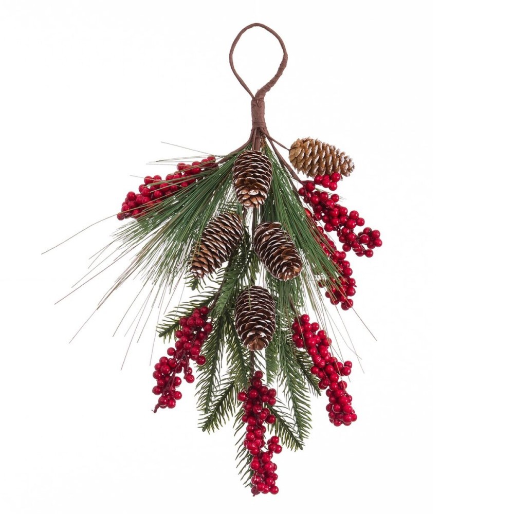 Appendino per Porte Natale Rosso Verde Naturale Plastica Ananas 42 cm    