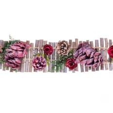 Appendino per Porte Natale Rosso Multicolore Rattan Plastica Foam Ananas 50 x 10 x 6 cm    