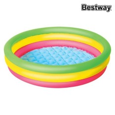 Bestway Piscina Gonfiabile Infantile 3 Anelli Fondo Imbottito 102x25 cm +2 Anni Giardino 51104    