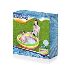 Bestway Piscina Gonfiabile Infantile 3 Anelli Fondo Imbottito 102x25 cm +2 Anni Giardino 51104    