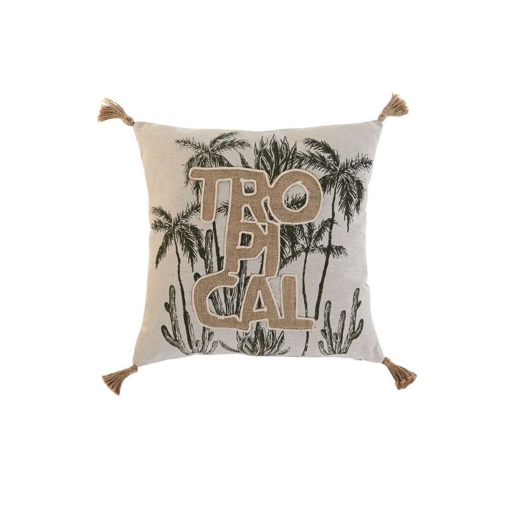 Cuscino Home ESPRIT Beige Naturale Tropicale Boho 45 x 5 x 45 cm    