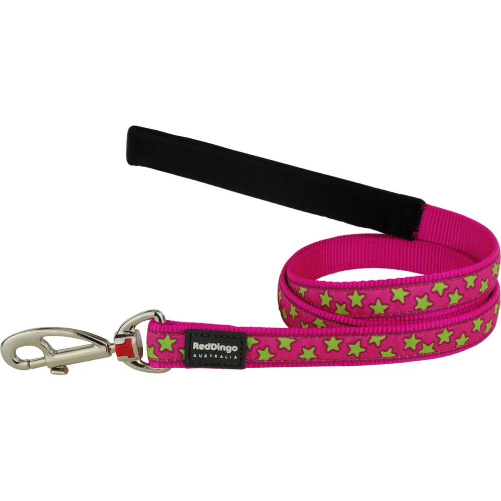 Guinzaglio per Cani Red Dingo STYLE STARS LIME ON HOT PINK 15mm x 120 cm    