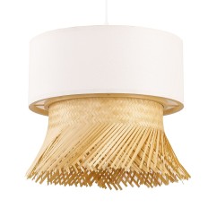 Lampadario DKD Home Decor Poliestere Bambù (40 x 40 x 39 cm)    