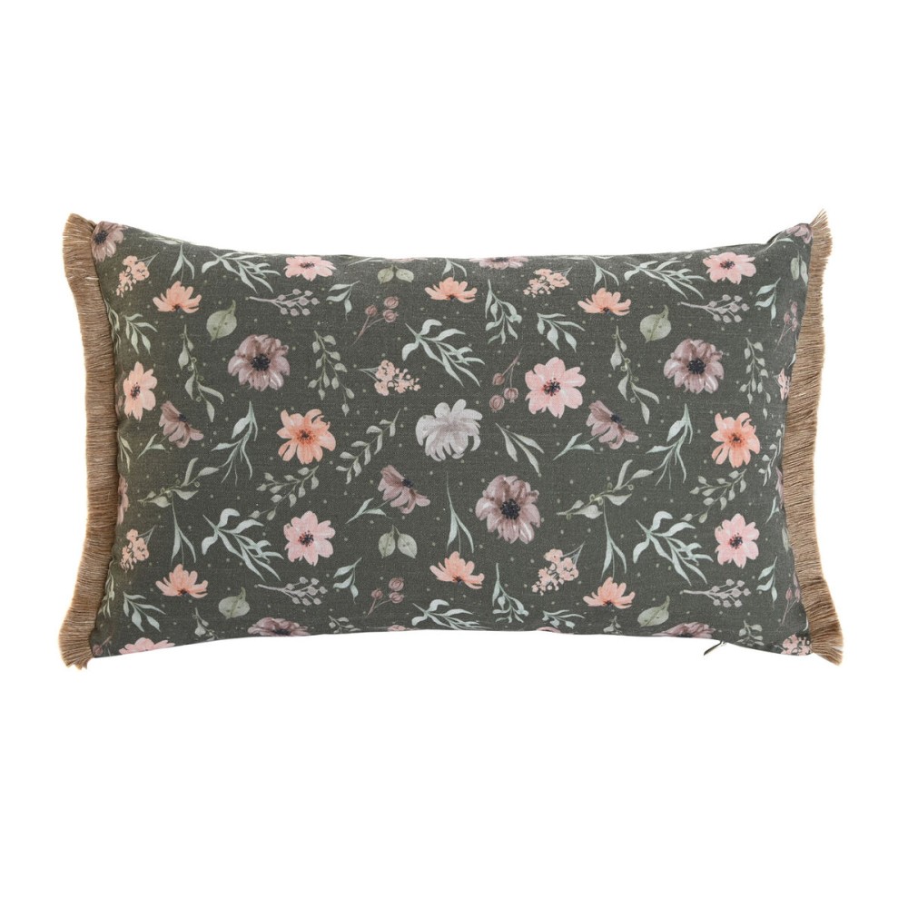 Cuscino Home ESPRIT Verde Fiori Boho 50 x 5 x 30 cm    