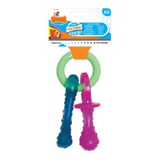 Giocattolo da mordere per cani Nylabone Portachiavi Carne Formaggio Cuccioli Bacon Nylon Termoplastico Taglia XS    