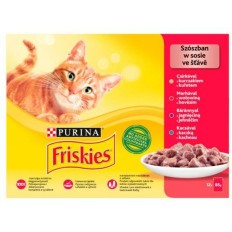 Cibo per gatti Purina Friskies Mix Pollo Carne di vitello Agnello Anatra 12 x 85 g    