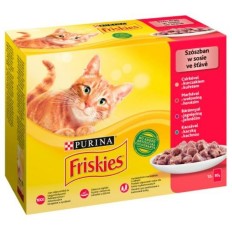 Cibo per gatti Purina Friskies Mix Pollo Carne di vitello Agnello Anatra 12 x 85 g    