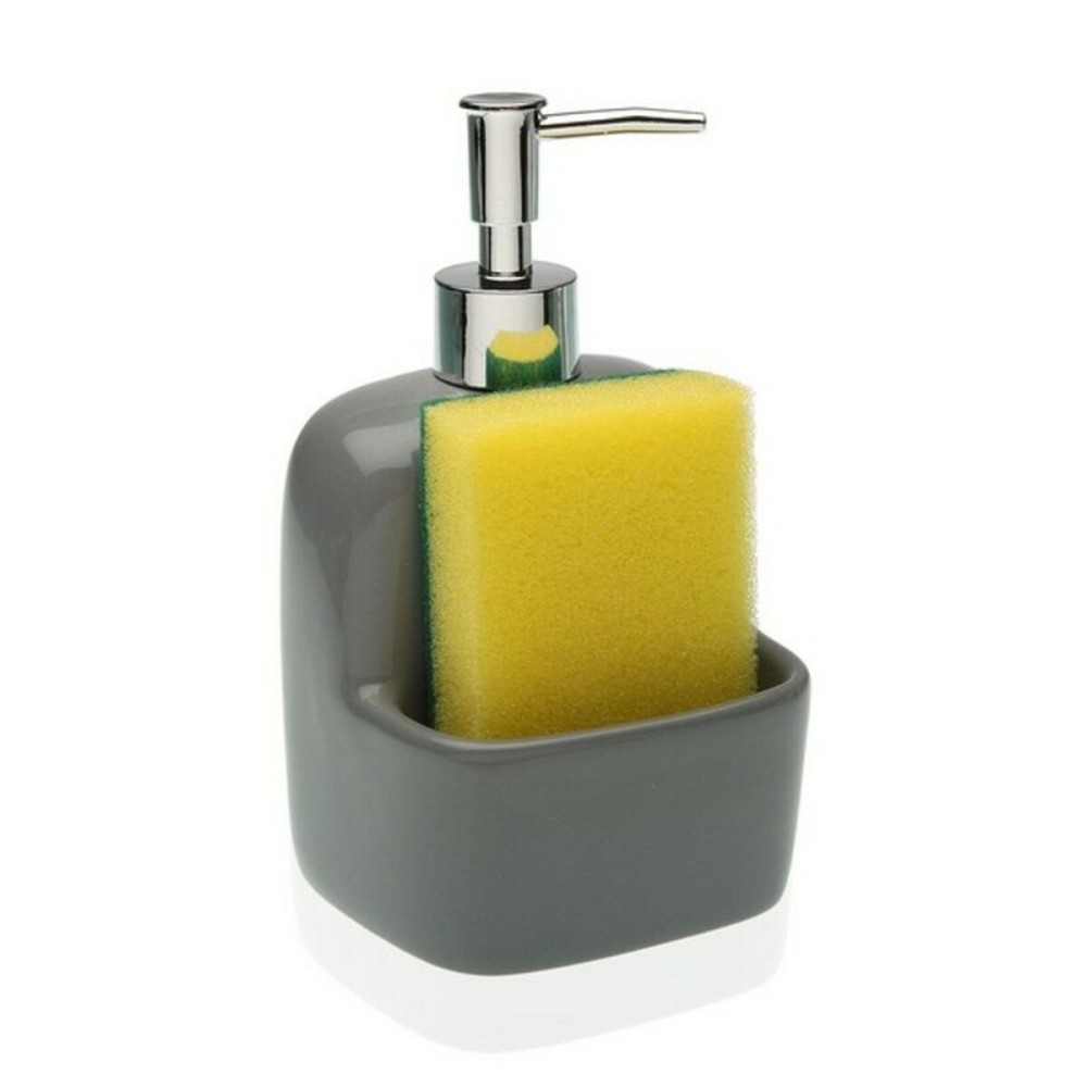 Dispenser di Sapone Versa Grigio Ceramica (9,4 x 17,8 x 10,5 cm)    