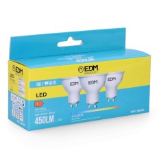 Confezione da 3 lampadine LED EDM F 5 W GU10 450 lm Ø 5 x 5,5 cm (6400 K)    