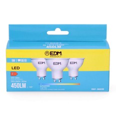 Confezione da 3 lampadine LED EDM F 5 W GU10 450 lm Ø 5 x 5,5 cm (6400 K)    