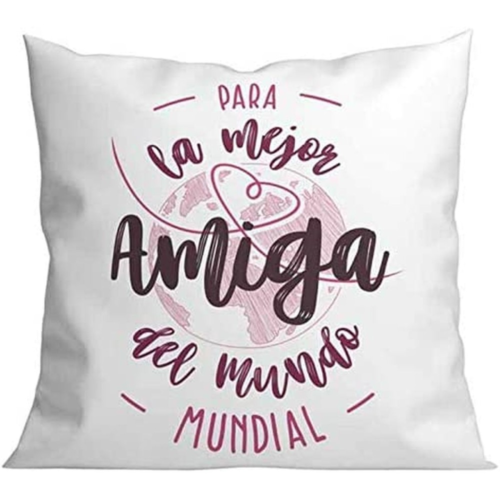 Cuscino Roymart PARA LA MEJOR AMIGA DEL MUNDO Bianco Rosa 40 x 40 cm    