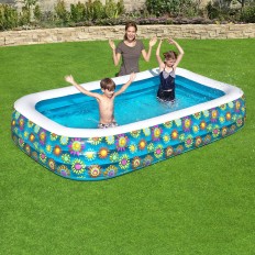 Bestway Piscina Gonfiabile 3 Camere Floreale 305x183x56 cm +6 Anni Giardino 54121    