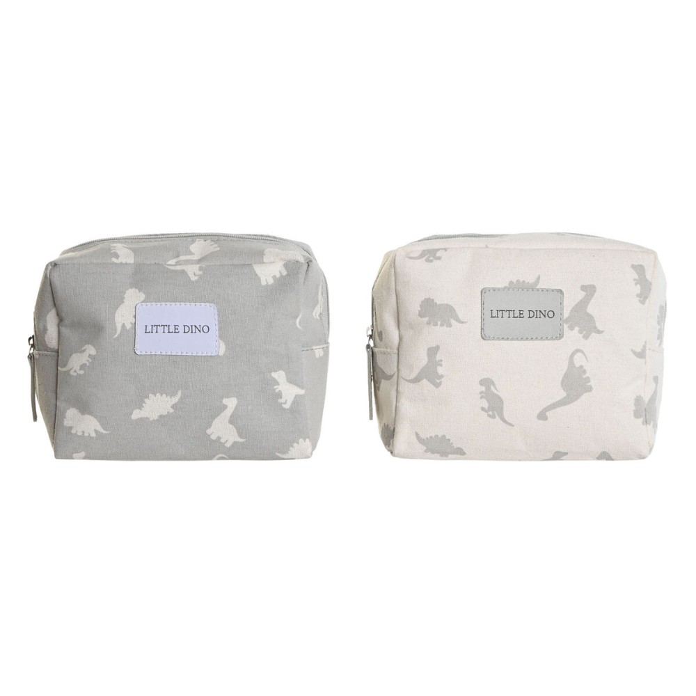 Necessaire da Viaggio DKD Home Decor Bianco Grigio polialgodon Dinosauro 15 x 6 x 12 cm (2 Unità)    