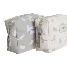 Necessaire da Viaggio DKD Home Decor Bianco Grigio polialgodon Dinosauro 15 x 6 x 12 cm (2 Unità)    