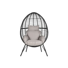 Poltrona da giardino DKD Home Decor 90 x 65 x 151 cm Nero Grigio Metallo rattan sintetico    