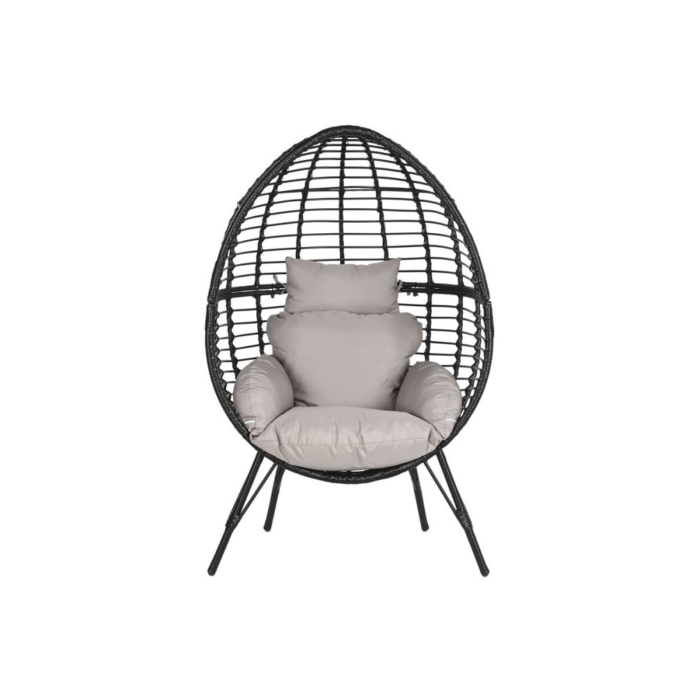 Poltrona da giardino DKD Home Decor 90 x 65 x 151 cm Nero Grigio Metallo rattan sintetico    