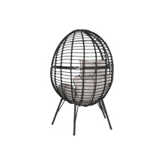 Poltrona da giardino DKD Home Decor 90 x 65 x 151 cm Nero Grigio Metallo rattan sintetico    