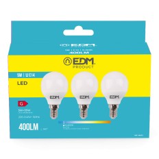 Confezione da 3 lampadine LED EDM G 5 W E14 400 lm Ø 4,5 x 8 cm (6400 K)    