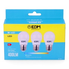 Confezione da 3 lampadine LED EDM G 5 W E27 400 lm Ø 4,5 x 8 cm (6400 K)    