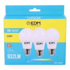 Confezione da 3 lampadine LED EDM F 10 W E27 810 Lm Ø 6 x 10,8 cm (6400 K)    