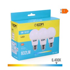 Confezione da 3 lampadine LED EDM F 10 W E27 810 Lm Ø 6 x 10,8 cm (6400 K)    