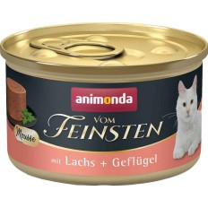 Cibo per gatti Animonda Vom Feinsten Mousse Salmon y Aves Salmone Pesce Uccelli 85 g    