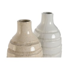 Vaso Home ESPRIT Beige Ceramica 19 x 19 x 55 cm (2 Unità)    