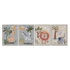 Quadro Home ESPRIT Per bambini animali 30 x 3 x 40 cm (4 Unità)    