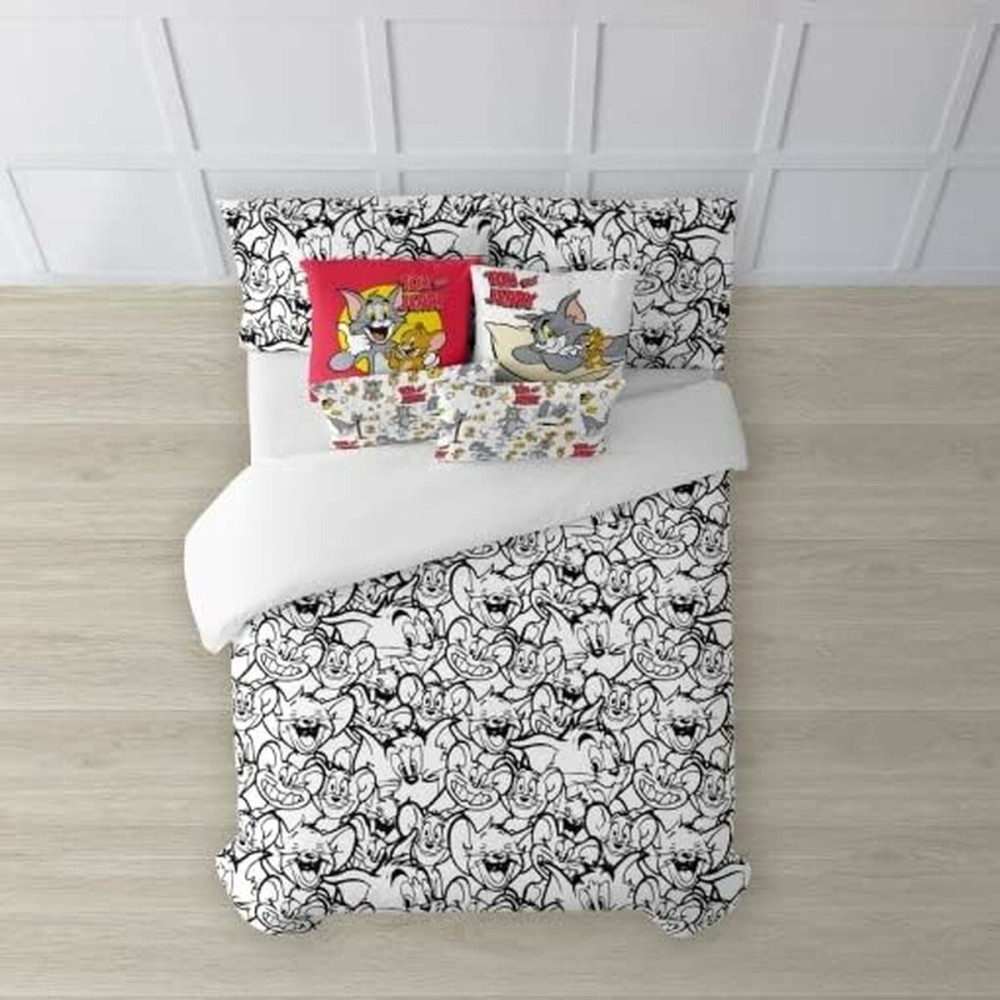 Copripiumino Tom & Jerry B&W Bianco black 175 Fili 220 x 220 cm    