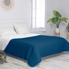 Trapunta Reversibile HappyFriday Basic Dash Bianco Blu Marino 200 x 260 cm    