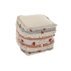 Cuscino DKD Home Decor Da terreno Righe Arancio 50 x 50 x 50 cm Bianco Boho    