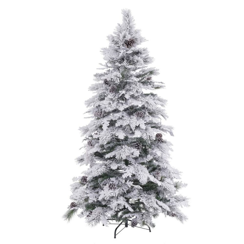 Albero di Natale Bianco Verde PVC Metallo Polietilene 210 cm    