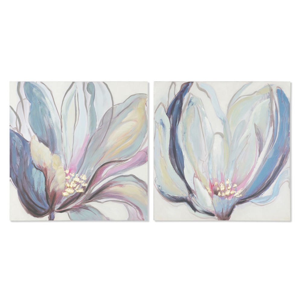 Quadro Home ESPRIT Fiore Città 80 x 3 x 80 cm (2 Unità)    