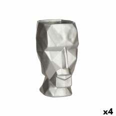 Vaso 3D Viso Argentato Poliresina 12 x 24,5 x 16 cm (4 Unità)    