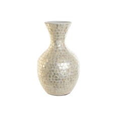 Vaso DKD Home Decor Bianco Bambù Madreperla Naturale Foglia della pianta Mediterraneo 31 x 31 x 51,5 cm    