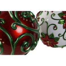 Palla di Natale Home ESPRIT Rosso Verde Resina 24 x 24 x 28 cm (2 Unità)    