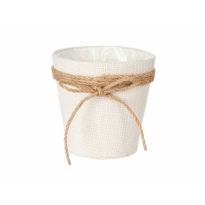 Vaso Fiocco Bianco Corda Plastica 14 x 12,5 x 14 cm 14 x 14 x 14 cm (24 Unità)    