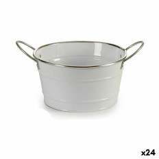 Vaso Secchio Bianco Argentato Zinco 27,5 x 10,5 x 20 cm (24 Unità)    