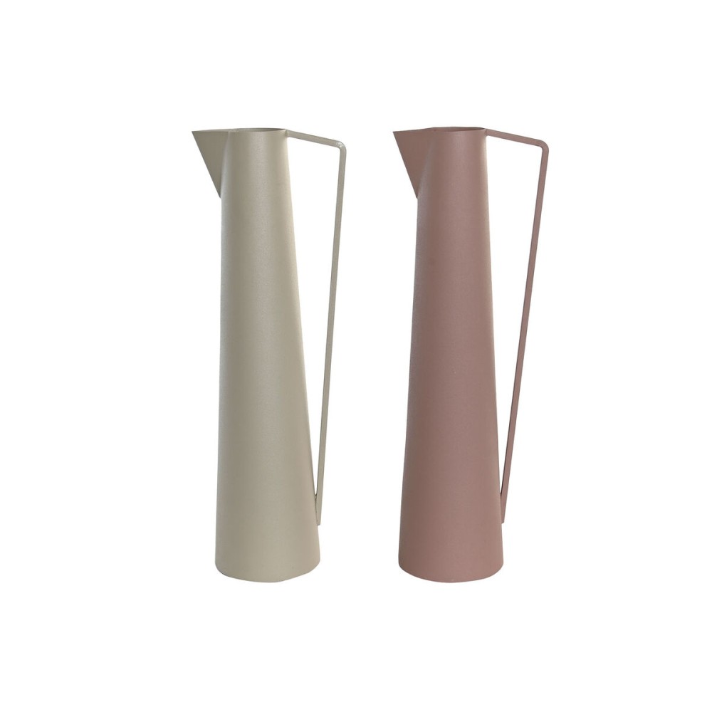 Vaso DKD Home Decor 15 x 11 x 45 cm Beige Rosa Ferro (2 Unità)    