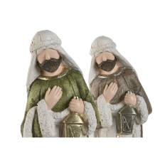 Presepe di Natale Home ESPRIT Bianco Verde Grigio Magnesio 27,5 x 11 x 60 cm (2 Unità)    