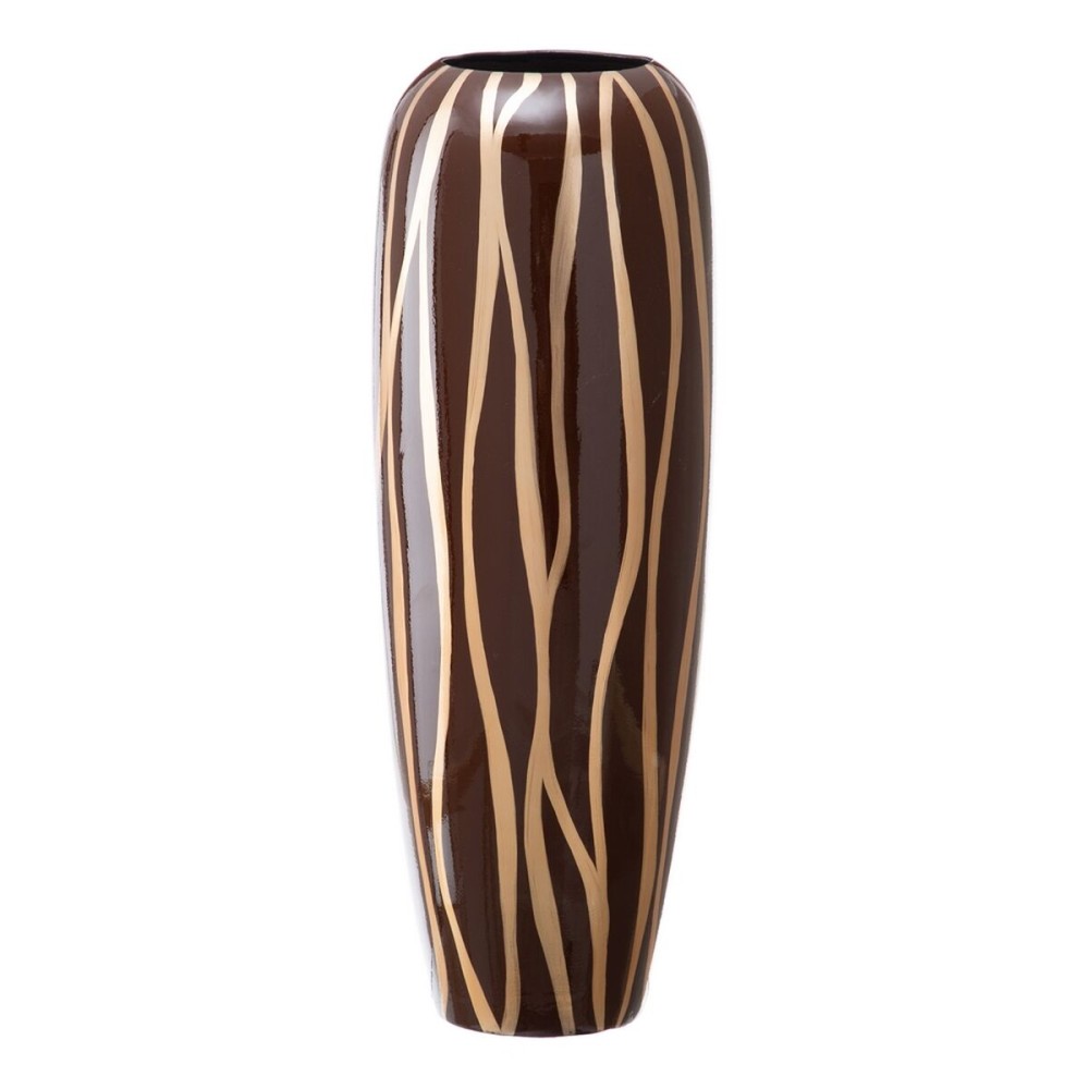 Vaso 21 x 21 x 58,5 cm Zebra Ceramica Dorato Marrone    